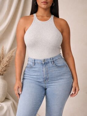 BP. Heather Grey Ribbed Scoop Tank 3X NWT